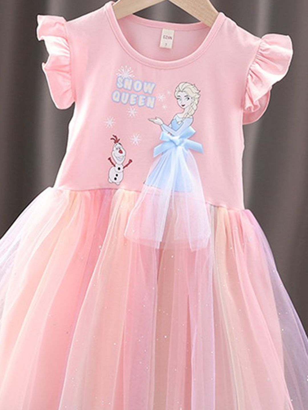 YK Girls Flutter Sleeve Fit & Flare Dress