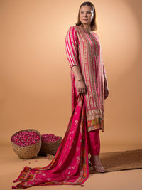 Mamicha Women Ethnic Motifs Printed Cotton Kurta with Trousers & Dupatta