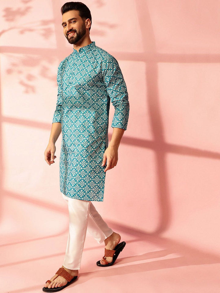 Anouk Men Floral Printed Regular Kurta with Pyjamas