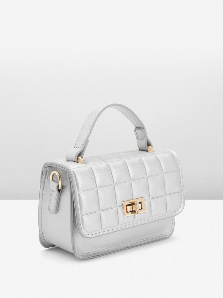 DressBerry Quilted Structured Satchel Bag