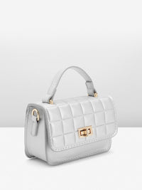 DressBerry Quilted Structured Satchel Bag