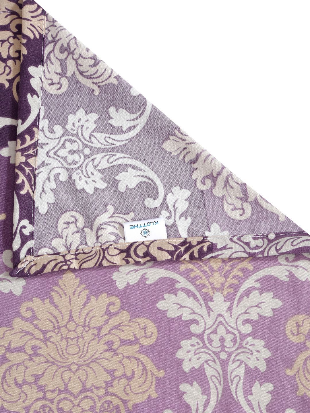 KLOTTHE Purple Ethnic Motifs Cotton 300 TC Single Fine Bedsheet with a Pillow Cover-225 x 150 cm