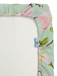 KLOTTHE Green Floral Printed Dilengkapi 300 TC King Double 7D Cadar Dengan 2 Sarung Bantal