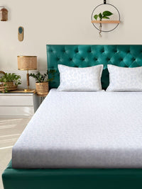 Myntra Elegant Homes White Floral 400 TC Bedsheet with 2 Pillow Covers