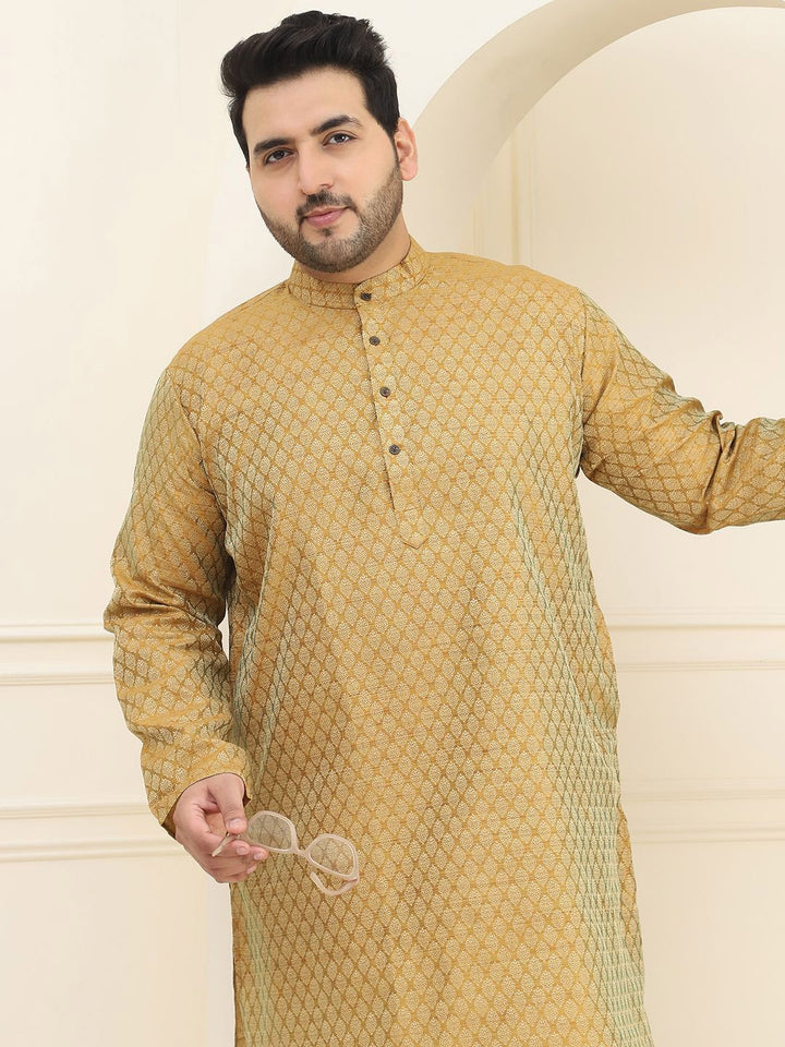 SOJANYA PLUS Motif Etnik Rekaan Tenunan Kurta Lurus Jacquard Dengan Pijama