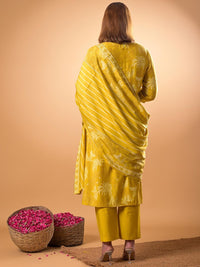 Mamicha Women Floral Printed Beads and Stones Pure Cotton Kurta with Trouser & Dupatta