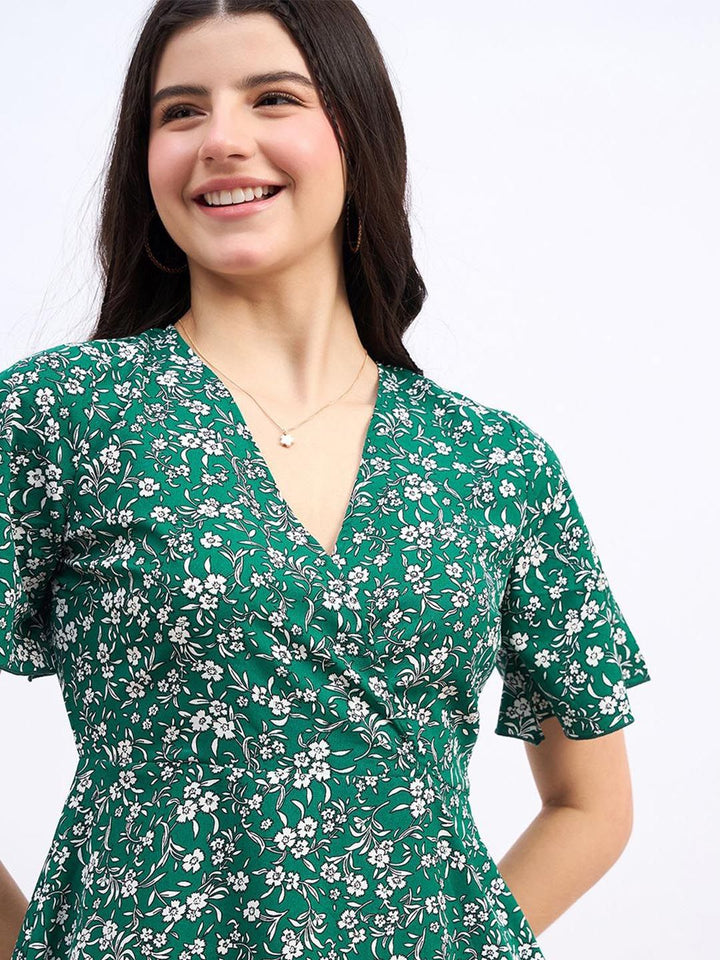 Berrylush Floral Print Ruffled A-Line Mini Dress
