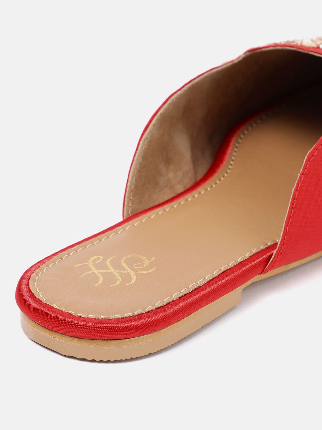 House of Pataudi Floral Embellished Mules