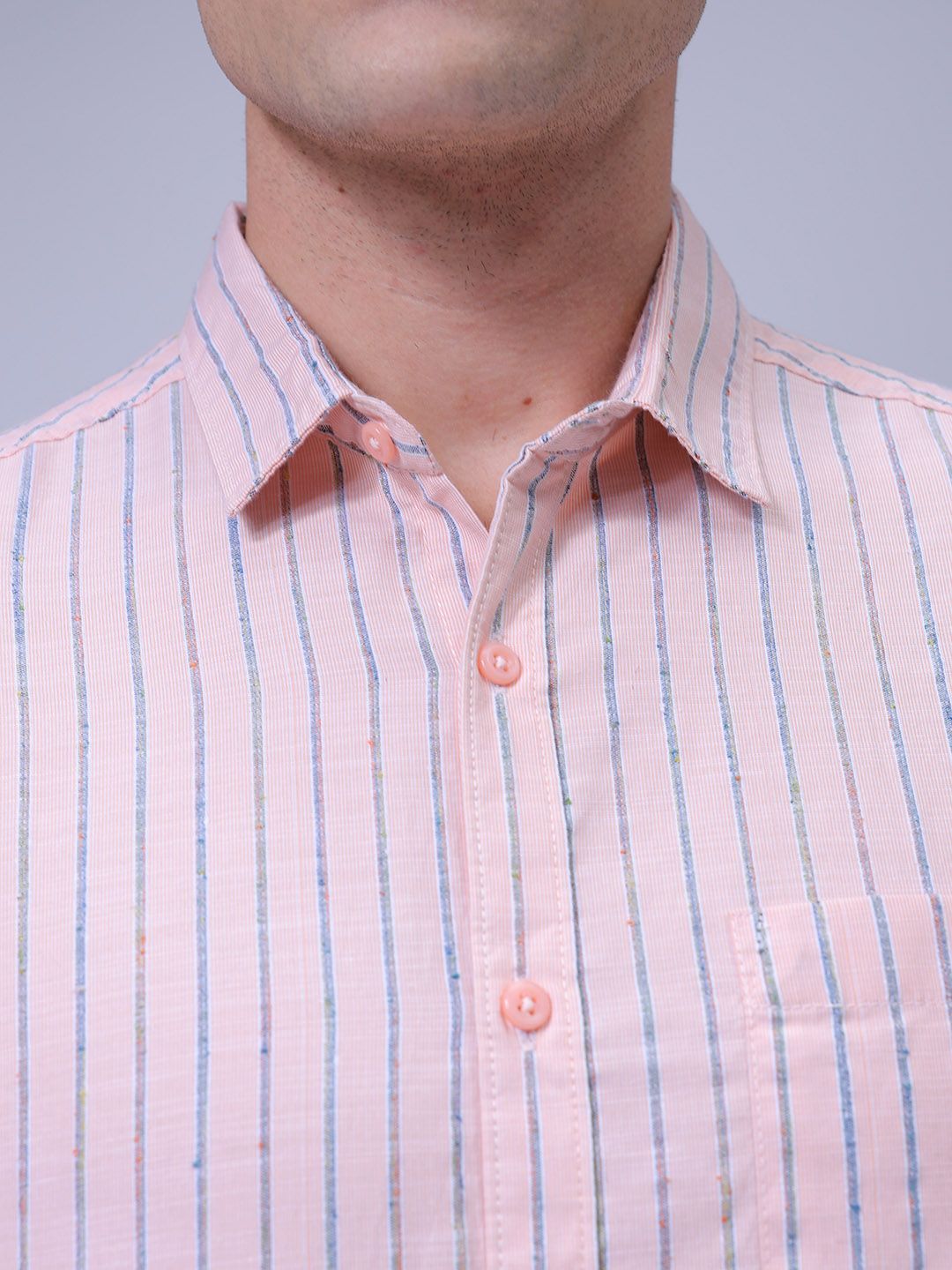 The Indian Garage Co Men Slim Fit Spread Collar Vertical Striped Cotton Casual Shirt