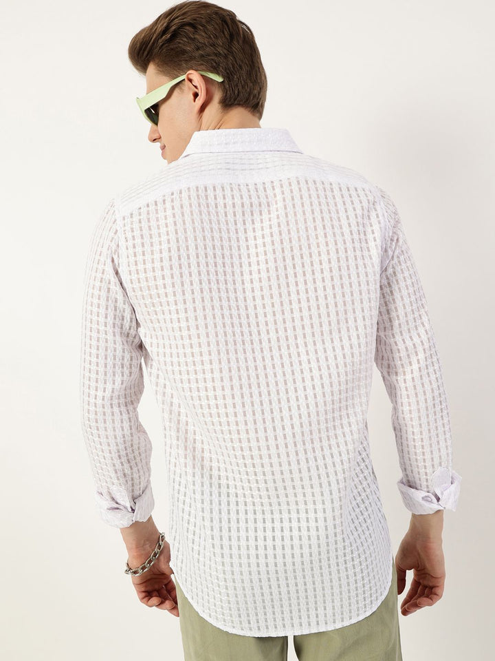 Thomas Scott Men Premium Spread Collar Textured Solid Slim Fit Casual Shirt
