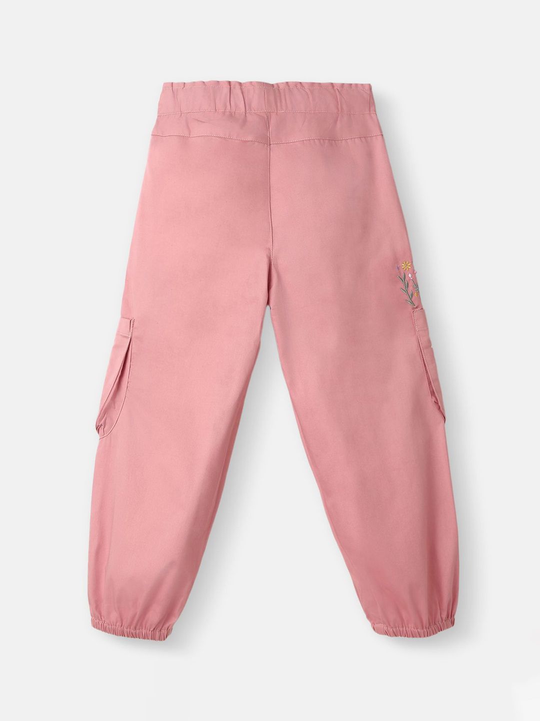 Nauti Nati Girls Cotton Cargo Joggers Floral Embroidery with Pockets