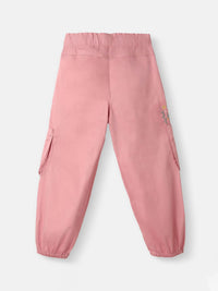 Nauti Nati Girls Cotton Cargo Joggers Floral Embroidery with Pockets
