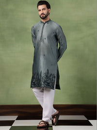 SOJANYA Men Floral Embroidered Thread Work Kurta