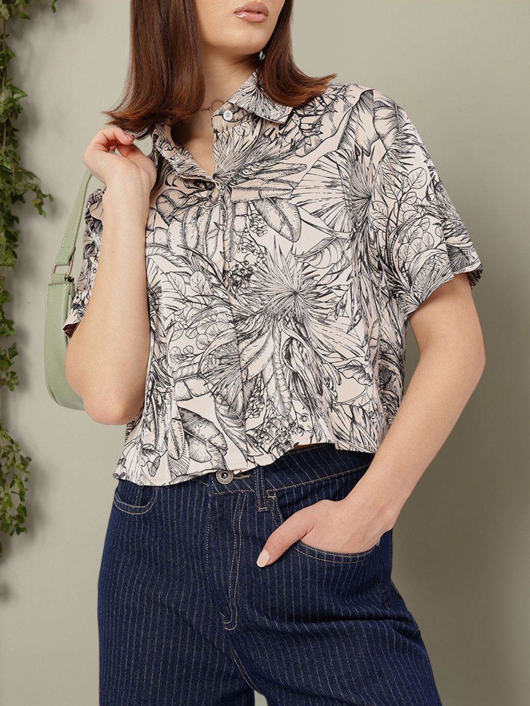 DressBerry Urban Softness Satin Finish Floral Printed Shirt
