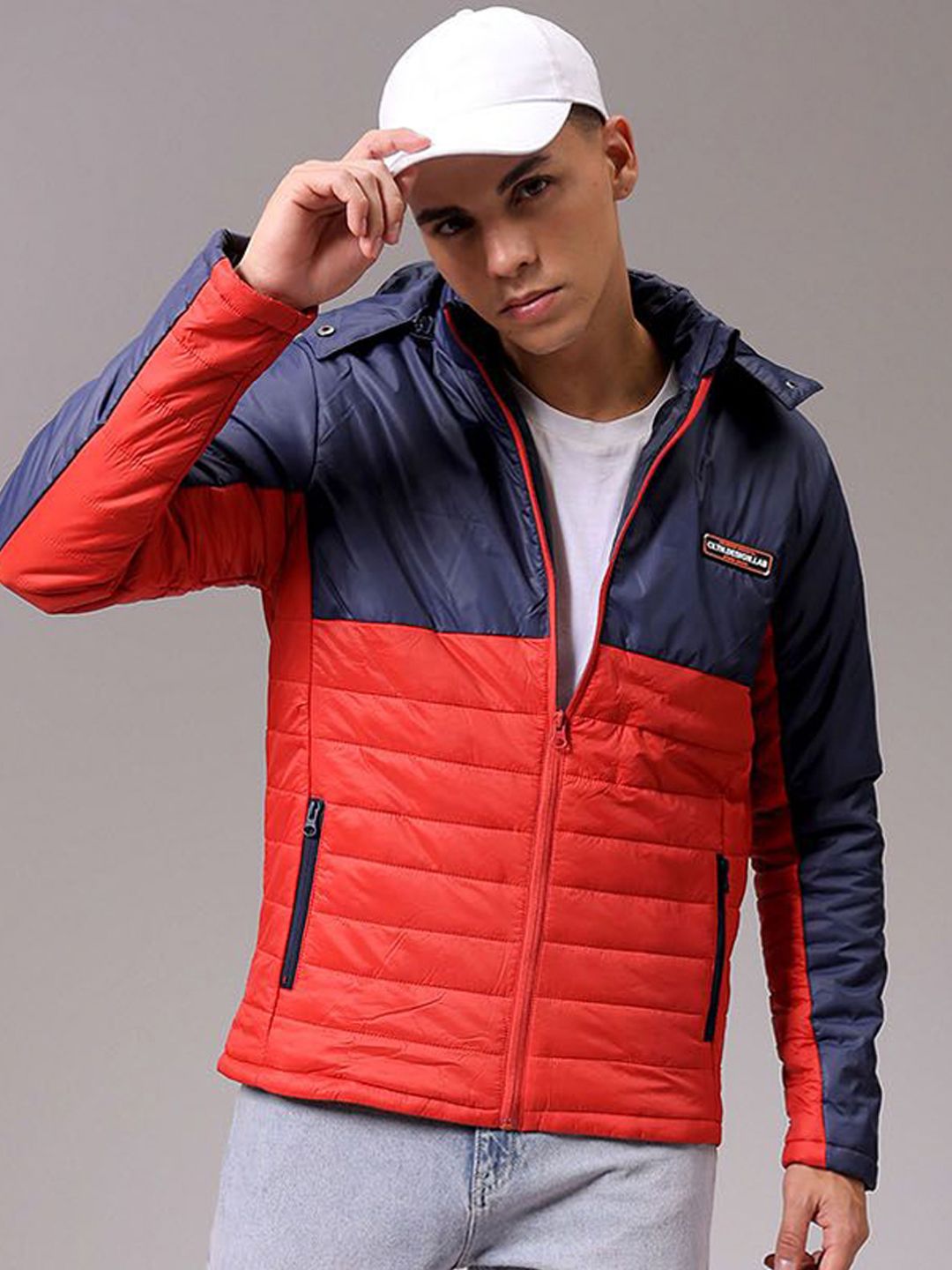 The Indian Garage Co Men Colourblocked Detachable Hood Padded Jacket
