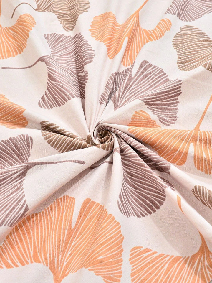 KLOTTHE Beige & Orange Floral 300 TC King Bedsheet with 2 Pillow Covers