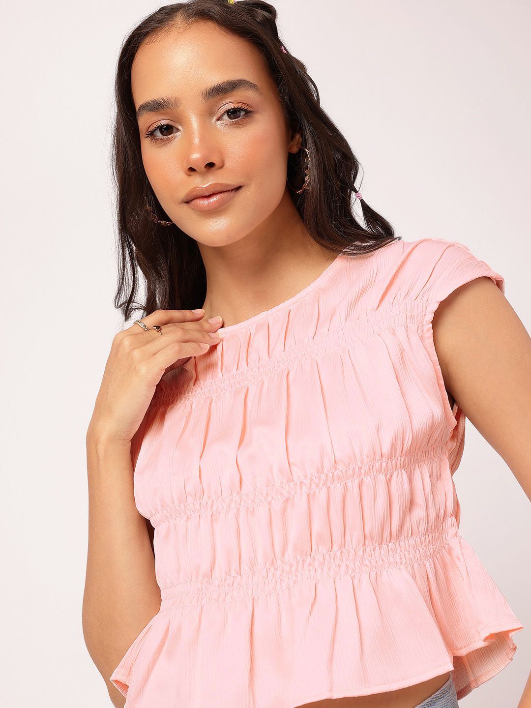 DressBerry Pastel Paradise Smocked Ruffled Top
