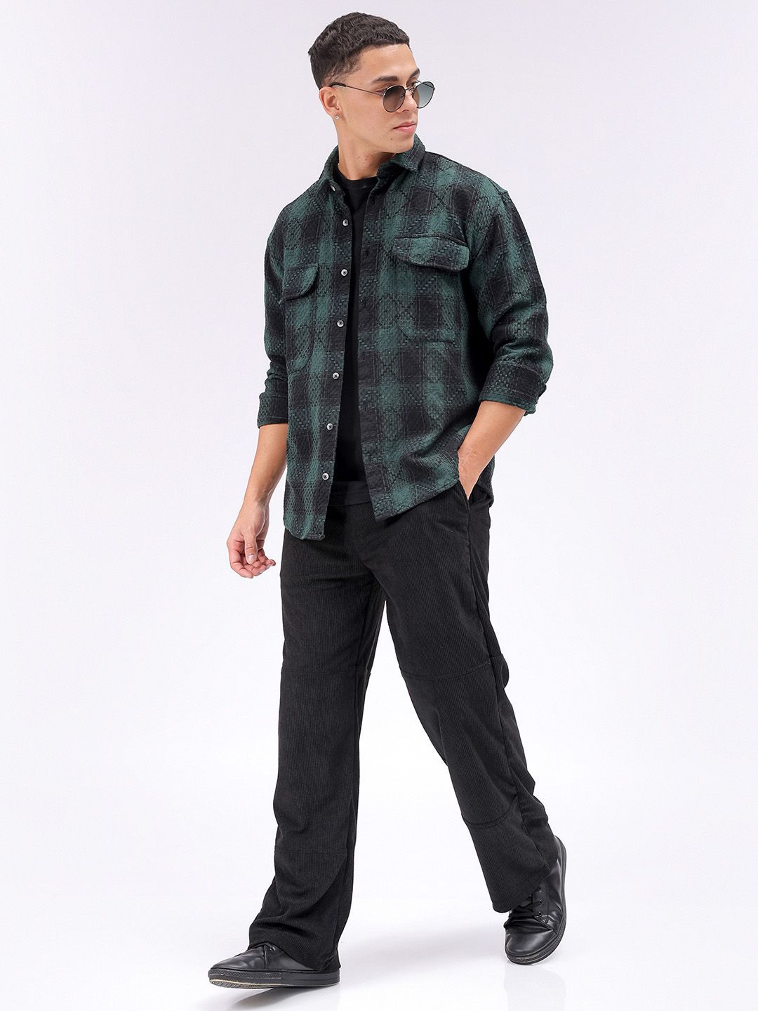 The Indian Garage Co Men Relaxed Fit Textured Checked Resortwear Shirt