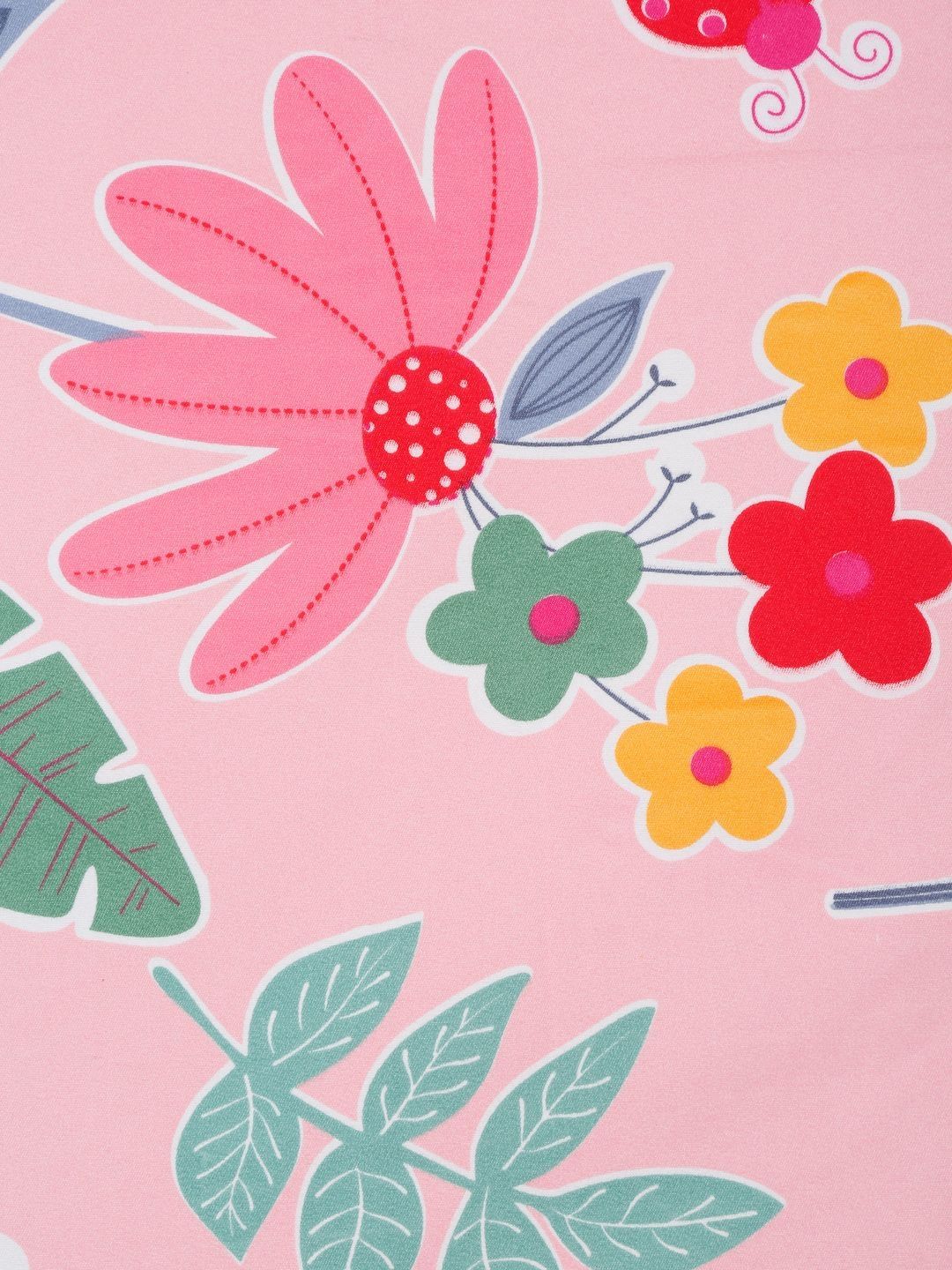 Myntra Elegant Homes Pink Floral Cotton 300 TC Fitted King Bedsheet with 2 Pillow Covers-98 x 87 inches