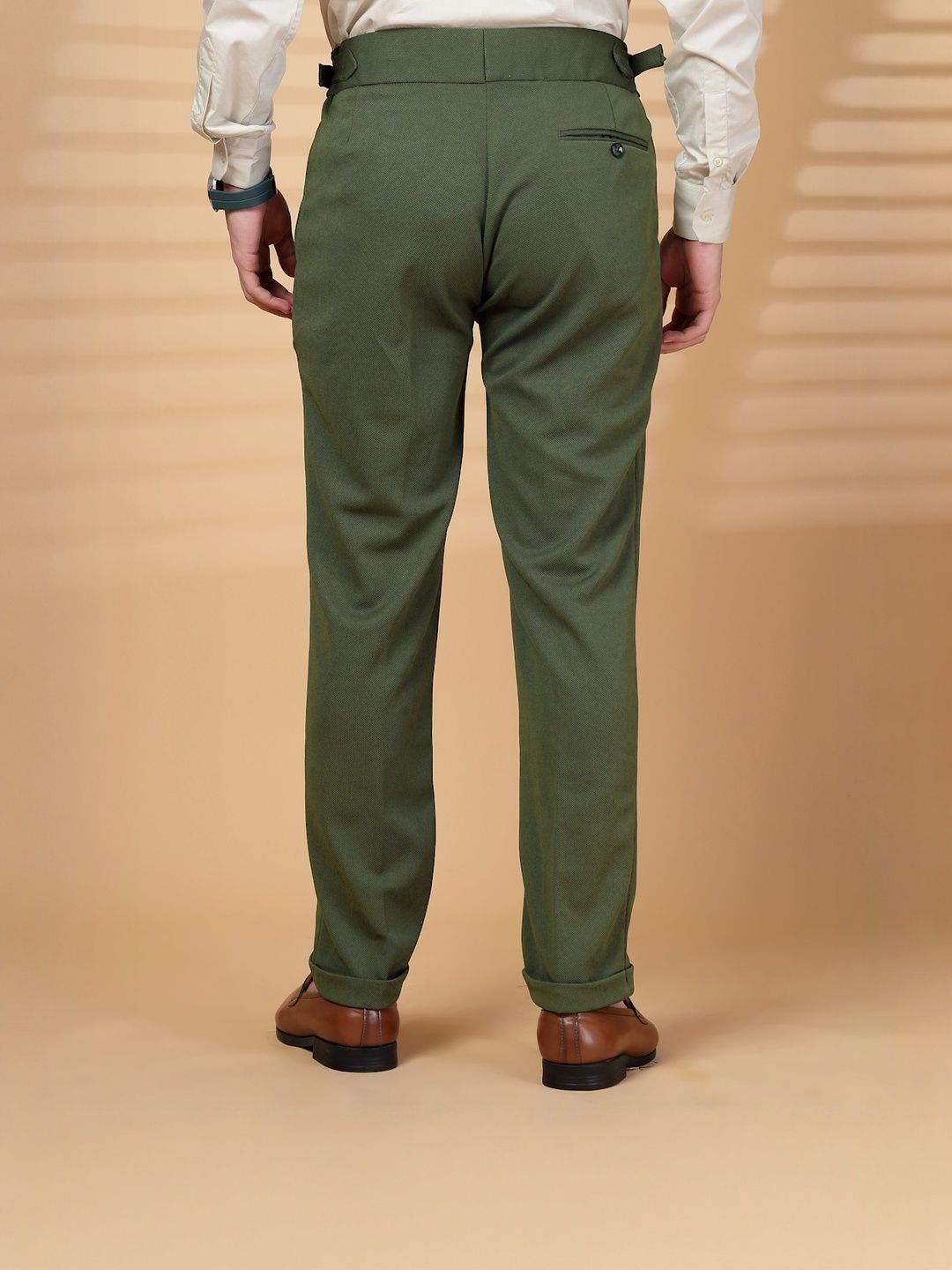 KLOTTHE Lelaki Olive Lycra Seluar Formal Formal