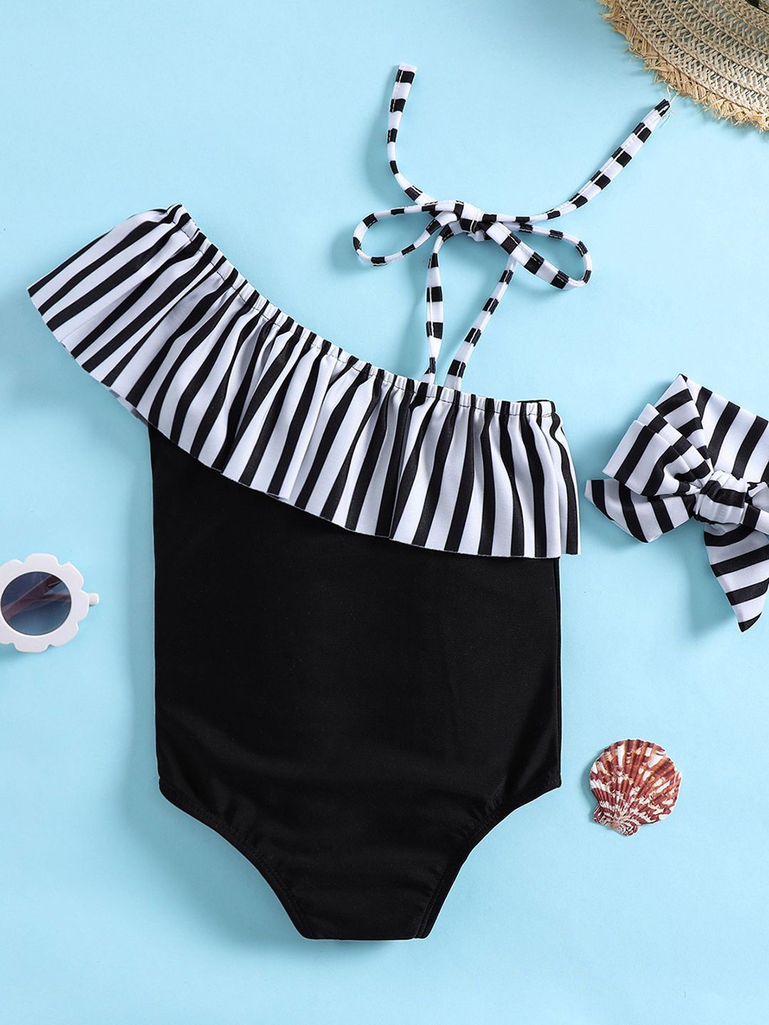 YK Girls One Shoulder Neck Bodysuit