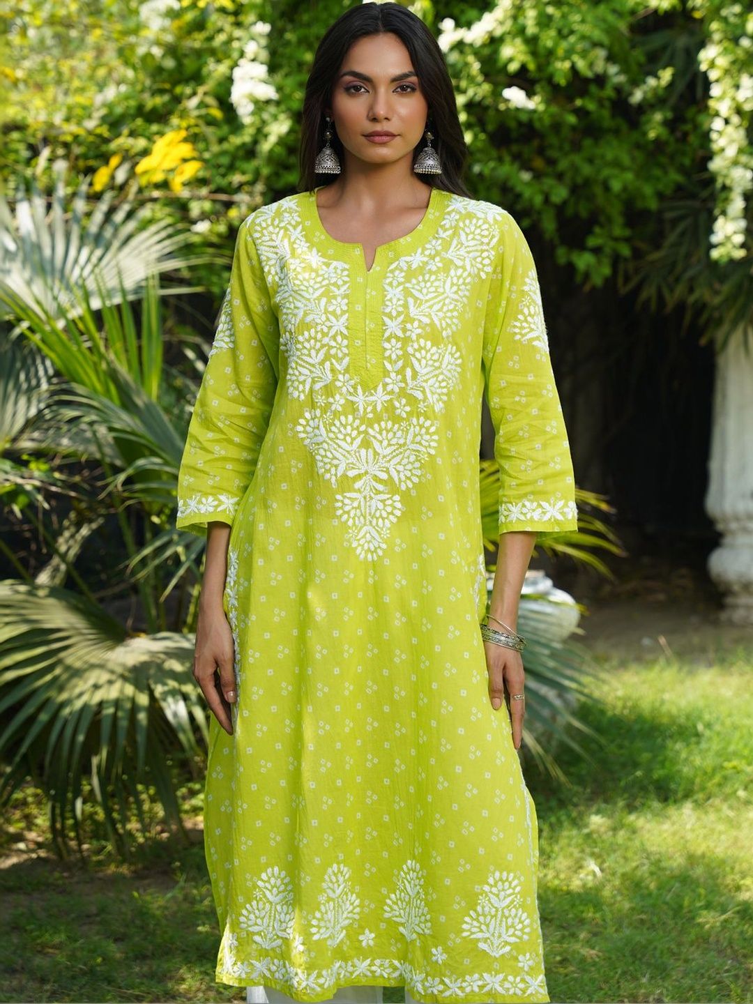 House of Chikankari Women Printed Cotton Chikankari Kurta