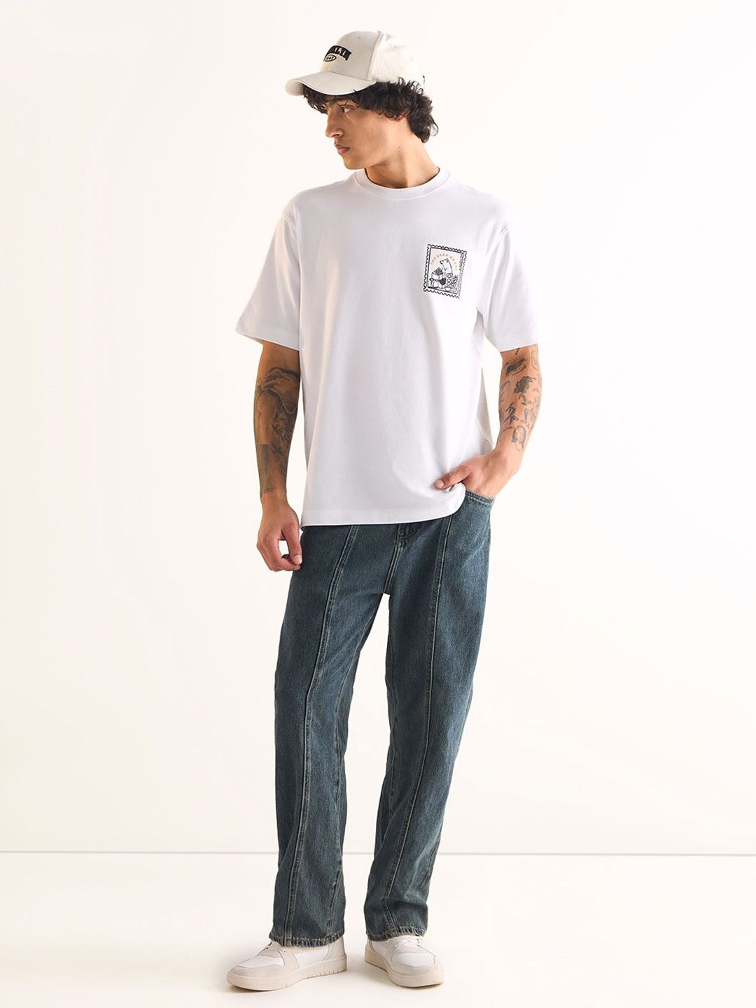THE BEAR HOUSE Men Printed Drop-Shoulder Sleeves T-shirt