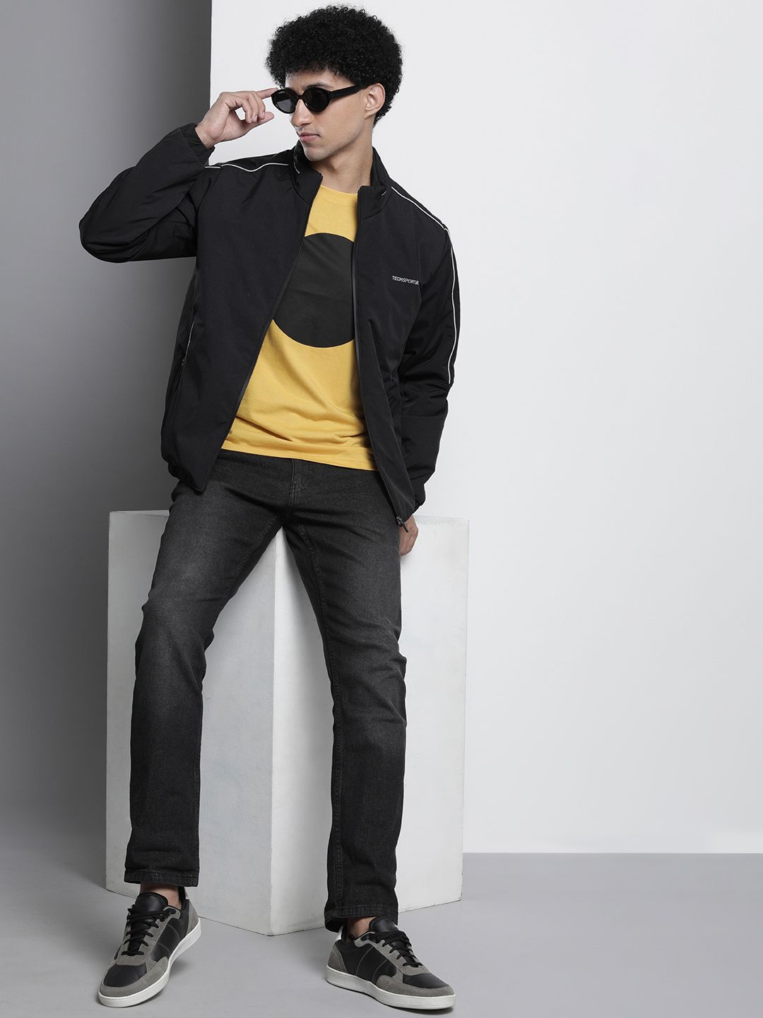 The Indian Garage Co Men Zip-Front Bomber Jacket with Zipper Pockets