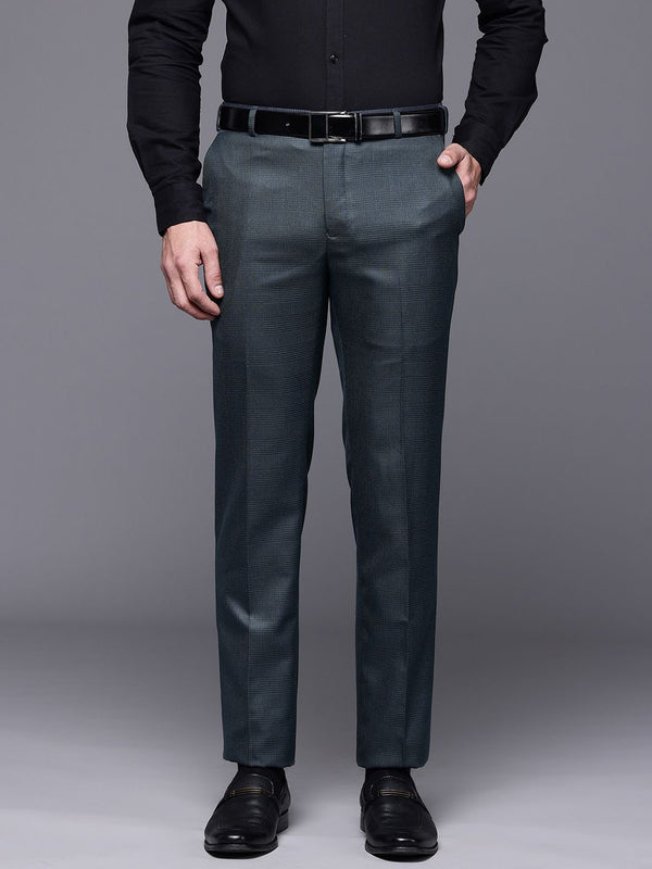 Raymond Men Checked Slim Fit Formal Trousers