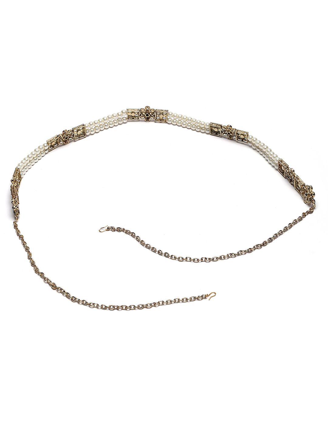 Karatcart emas berlapis emas Kundan-studded mutiara Kamarbandh