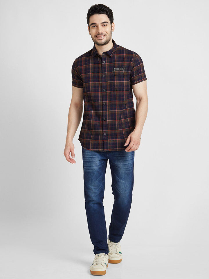 SPYKAR Classic Opaque Tartan Checked Cotton Casual Shirt