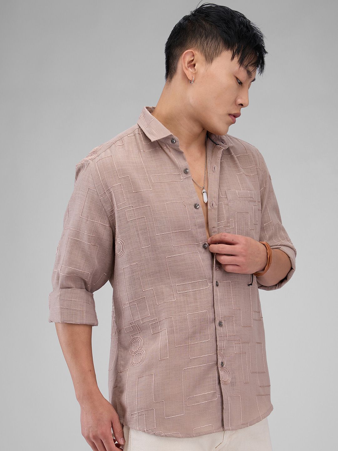VASTRADO Men Classic Cutaway Collar Vertical Striped Cotton Slim Fit Casual Shirt