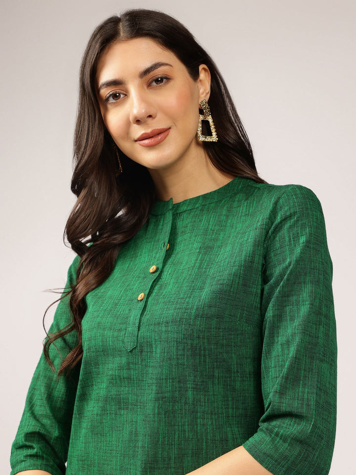 Anouk Mandarin Collar Pure Cotton Straight Kurta