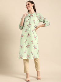 Anouk Floral Printed Tie-up Neck Kurta