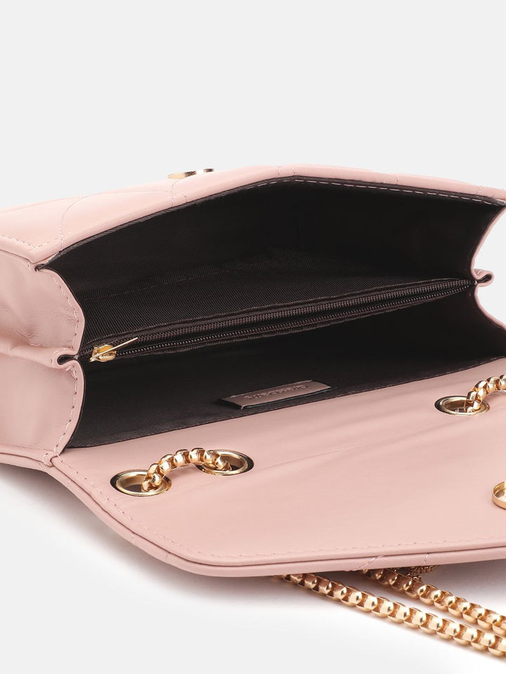 DressBerry Structured Quilted Sling Bag with Lock Detail