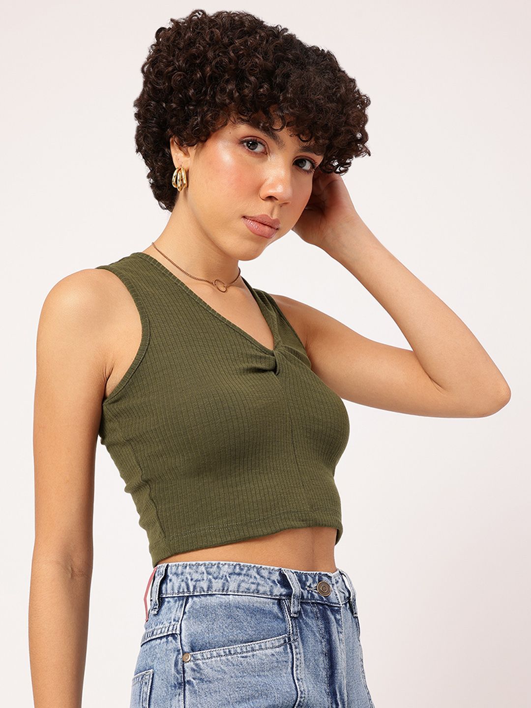 DressBerry Chill & Thrill Twisted Ribbed Crop Top