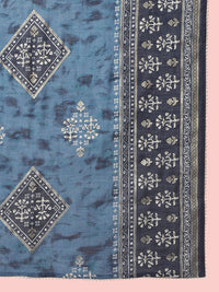 Motif etnik anouk dicetak Chanderi Silk Kurta dengan seluar & dengan Dupatta