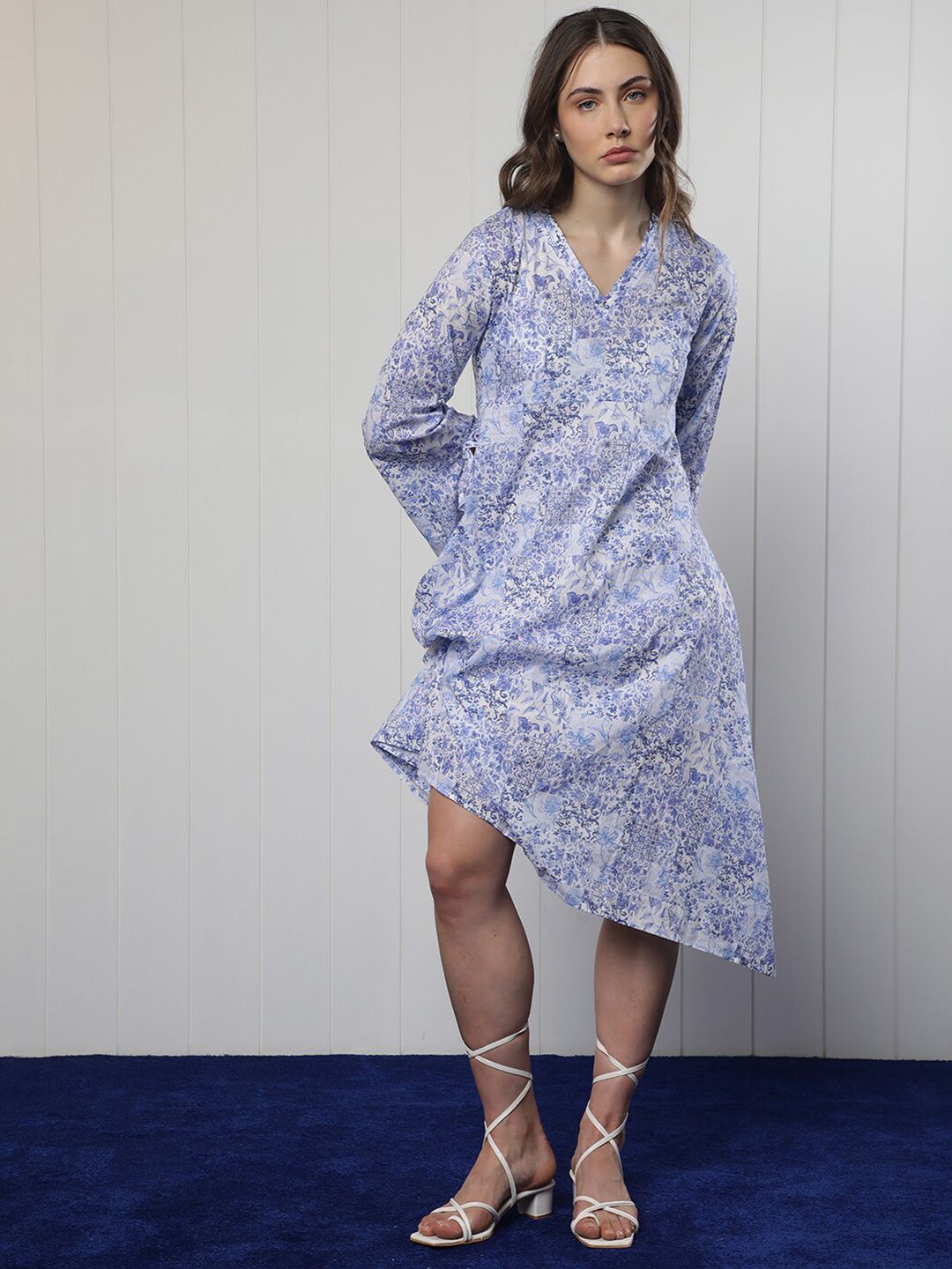 RAREISM Pure Cotton Floral Printed A-Line Dress
