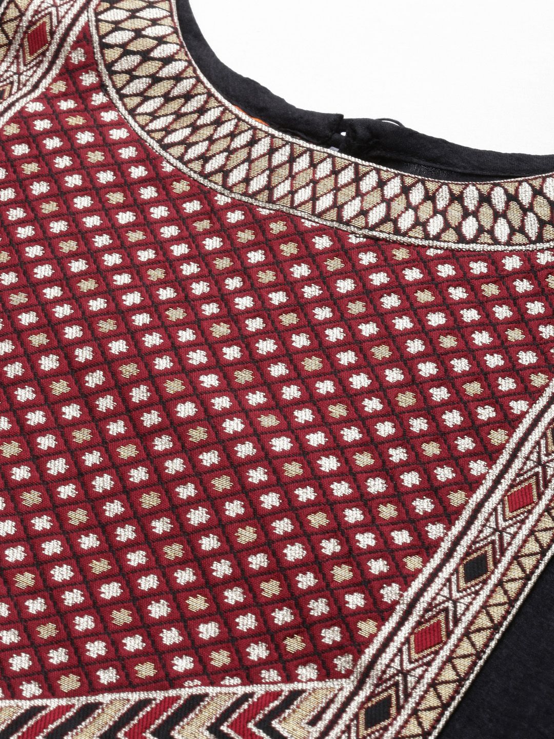 Indo Era Women Black & Maroon Yoke Design Kurta with Palazzos & Dupatta