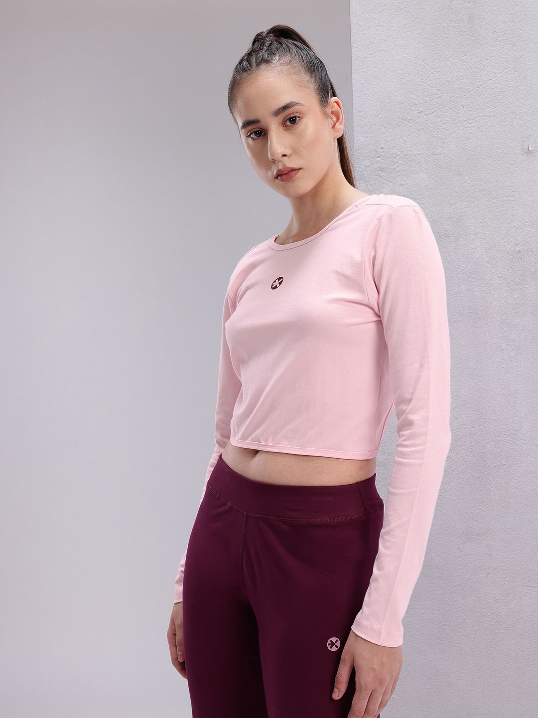 HRX by Hrithik Roshan Women Twisted Back Pure Cotton Crop Yoga T-shirt