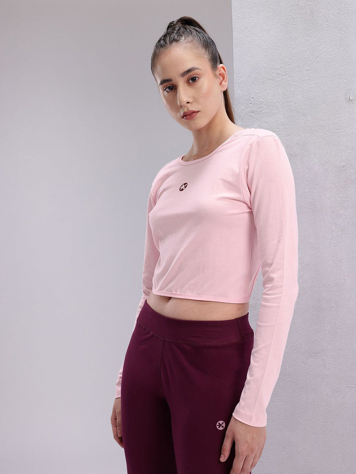 HRX by Hrithik Roshan Women Twisted Back Pure Cotton Crop Yoga T-shirt
