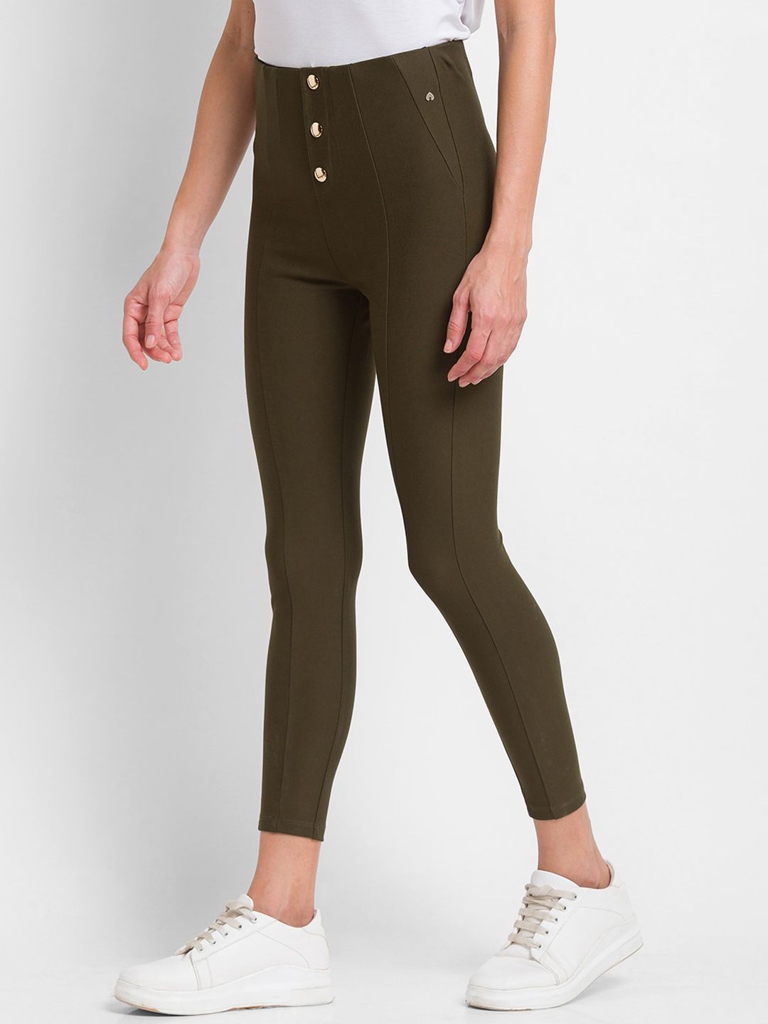 SPYKAR Women Olive Green Cotton Track Pants
