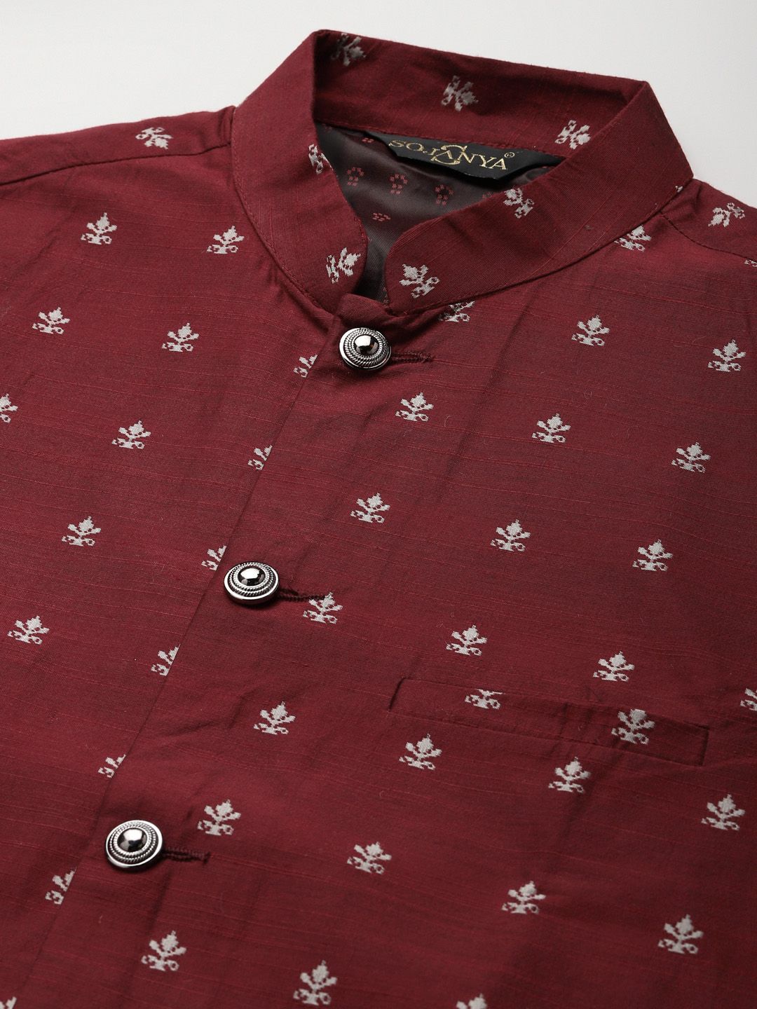 SOJANYA Kurta Motif Etnik Biru Laut Lelaki dengan Jaket Churidar & Nehru