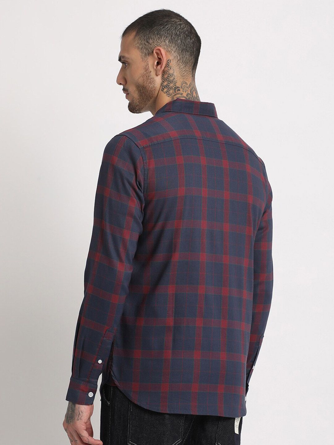 THE BEAR HOUSE Slim Fit Checked Button-Down Collar Casual Shirt