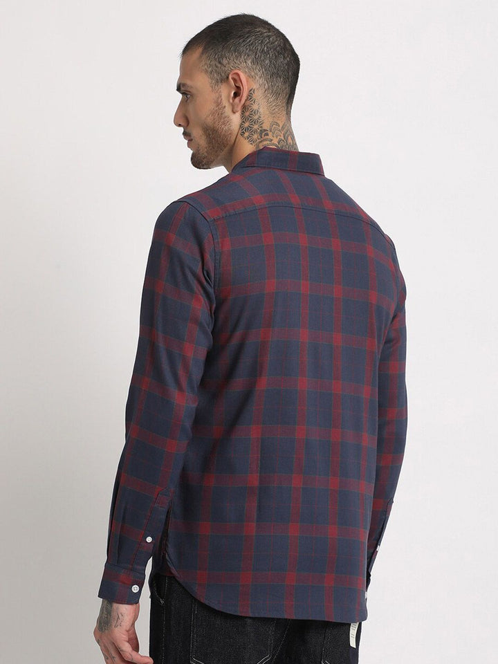 THE BEAR HOUSE Slim Fit Checked Button-Down Collar Casual Shirt