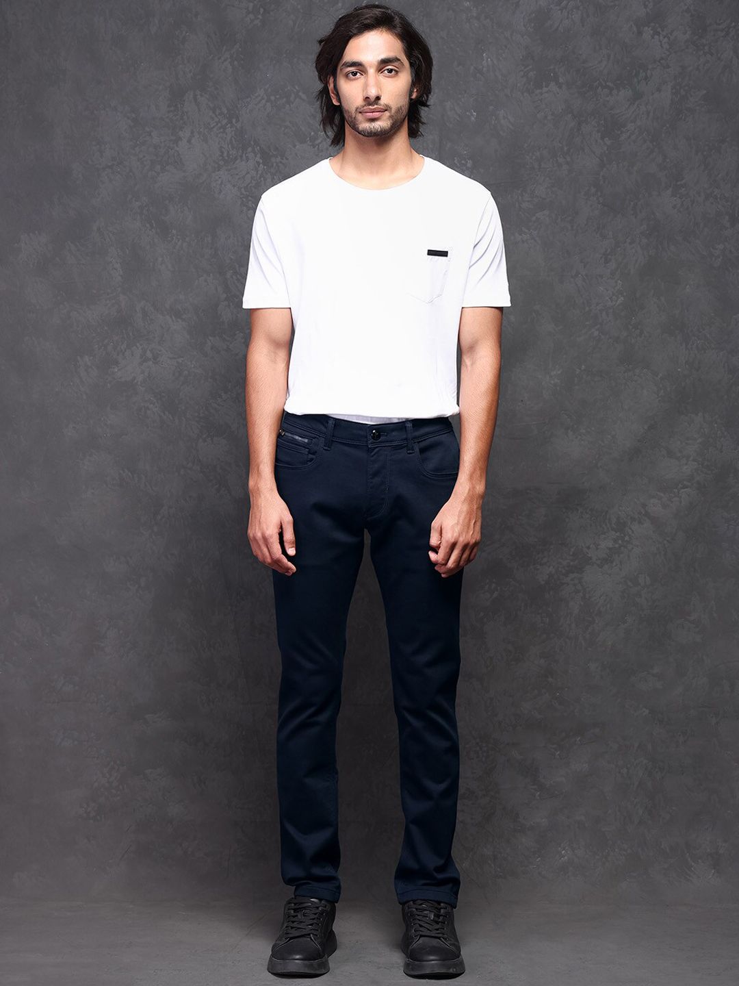 RARE RABBIT Men Satinx Slim Fit Mid-Rise Jeans