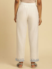 W Women Off White Straight Fit Ethnic Trouser