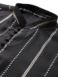 See Designs Men Embroidered Sequinned Chanderi Silk Kurta with Pyjamas