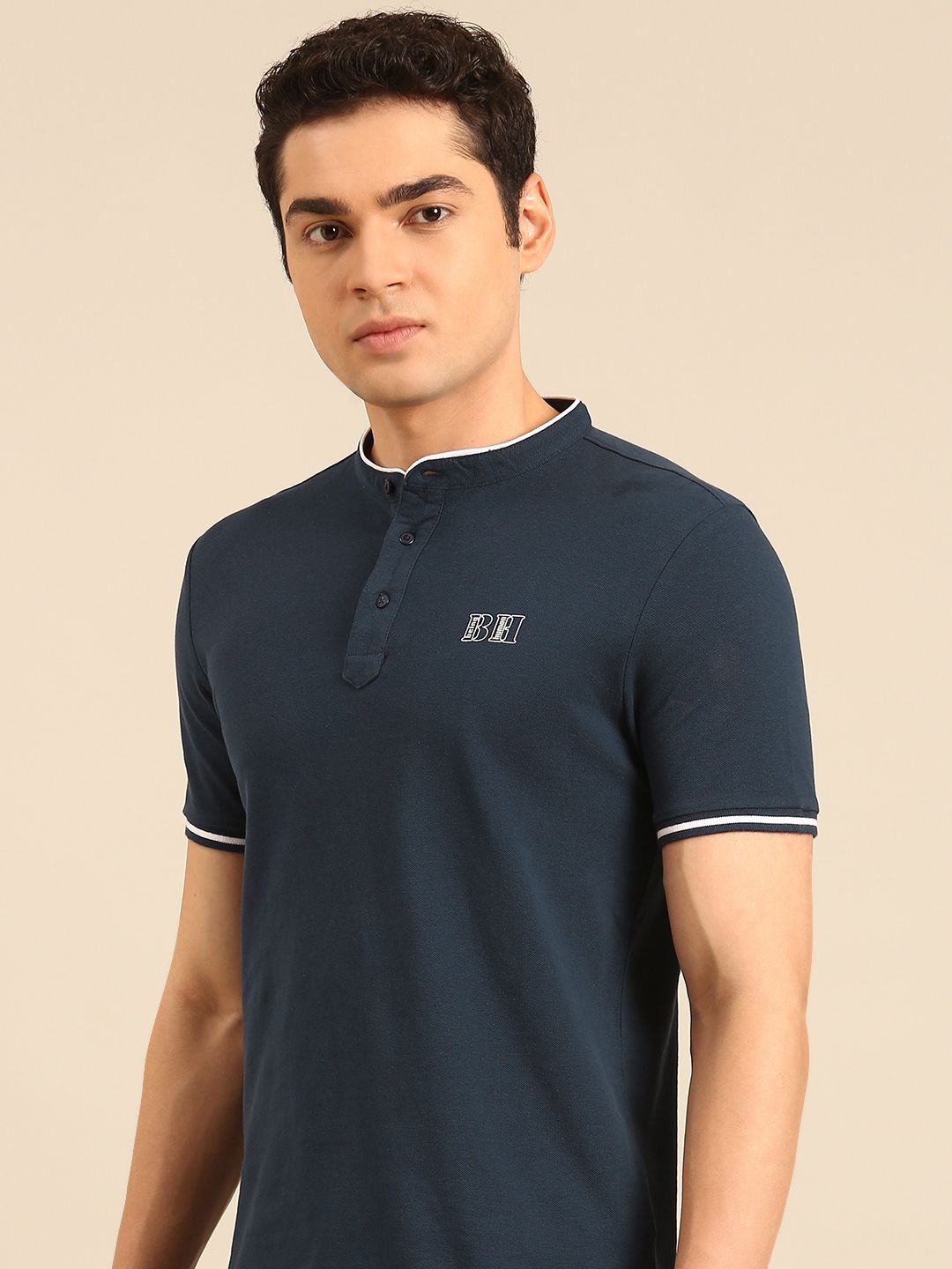 Being Human Pure Cotton Henley Neck T-shirt