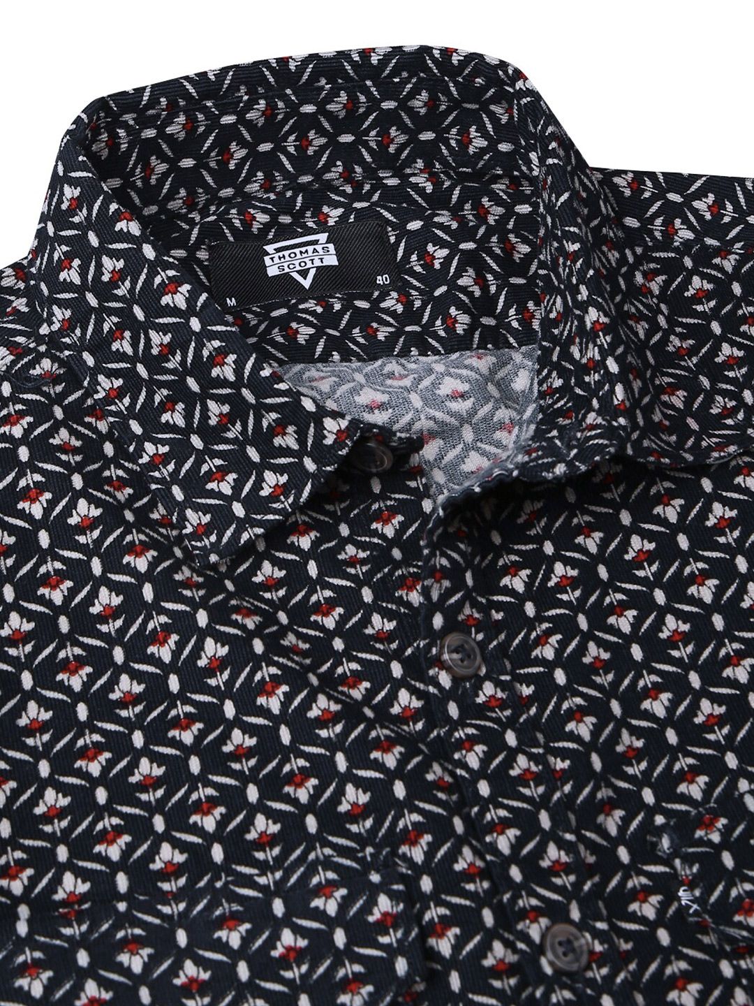 Thomas Scott Spread Collar Long Sleeves Premium Slim Fit Cotton Printed Casual Shirt